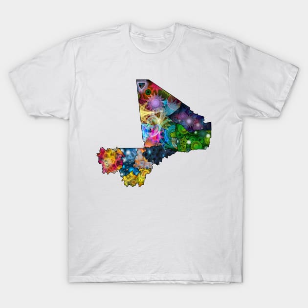 Spirograph Patterned Mali Regions Map T-Shirt by RachelEDesigns